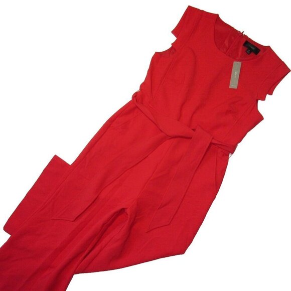NWT J.Crew Resume Jumpsuit in Bright Cerise Stretch Crepe Belted Wide Leg  6P - Picture 2 of 5